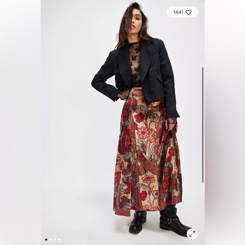 FREE PEOPLE Velvet Petals Maxi Skirt